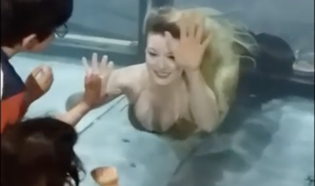 Mermaid Grace in a tank